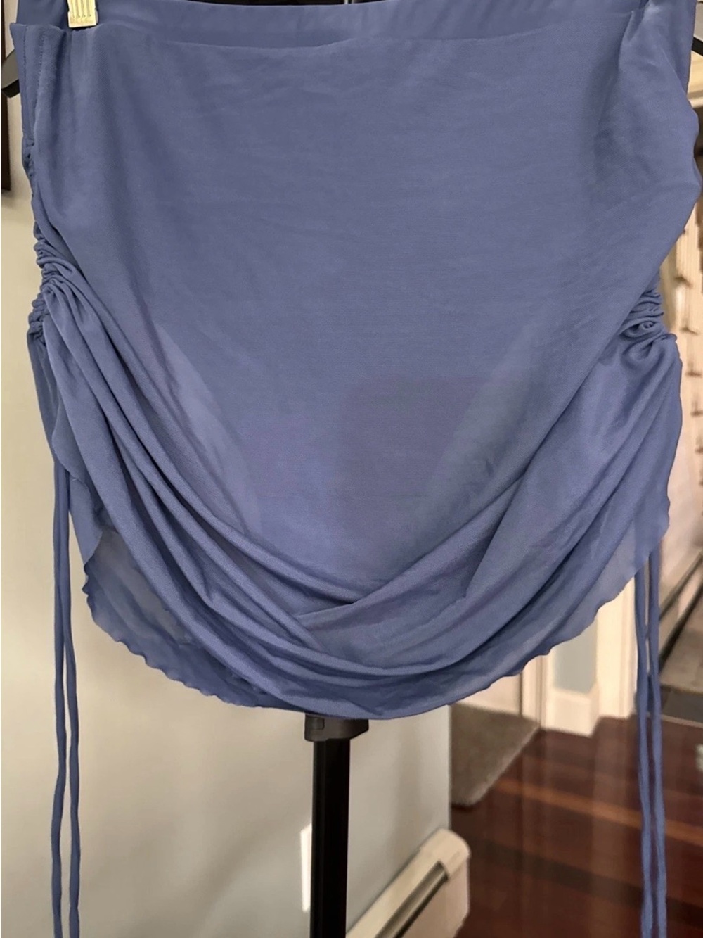 Draped Side Rouched High Waisted Bikini  Skirt Dusty Periwinkle Size 10/12 XL